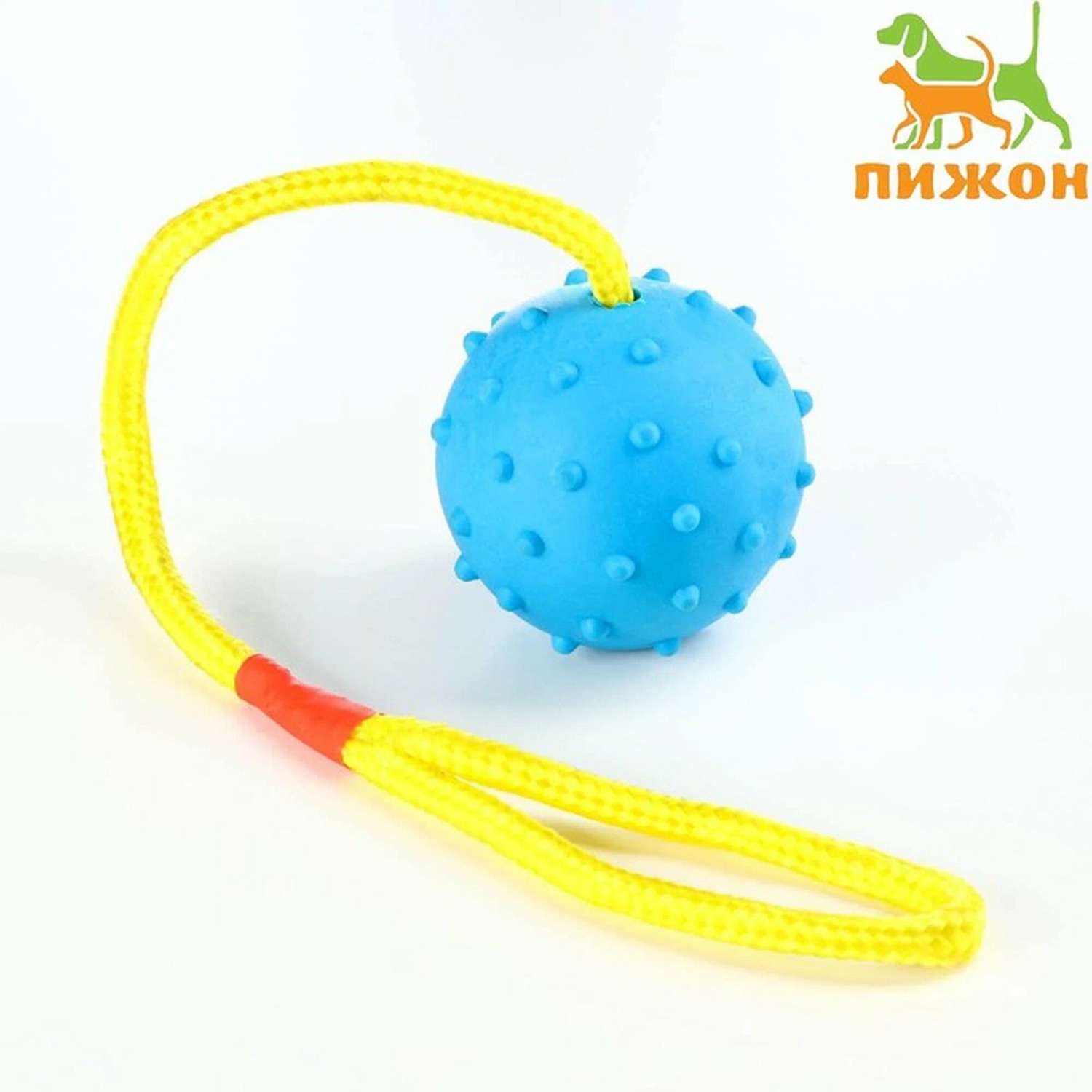 Игрушка Пижон мяч на веревке синий 6см - фото 1