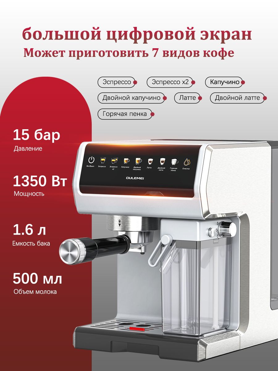 Кофемашина автоматическая рожковая 1,6 л Oulemei OLM-KFA026 - фото 2