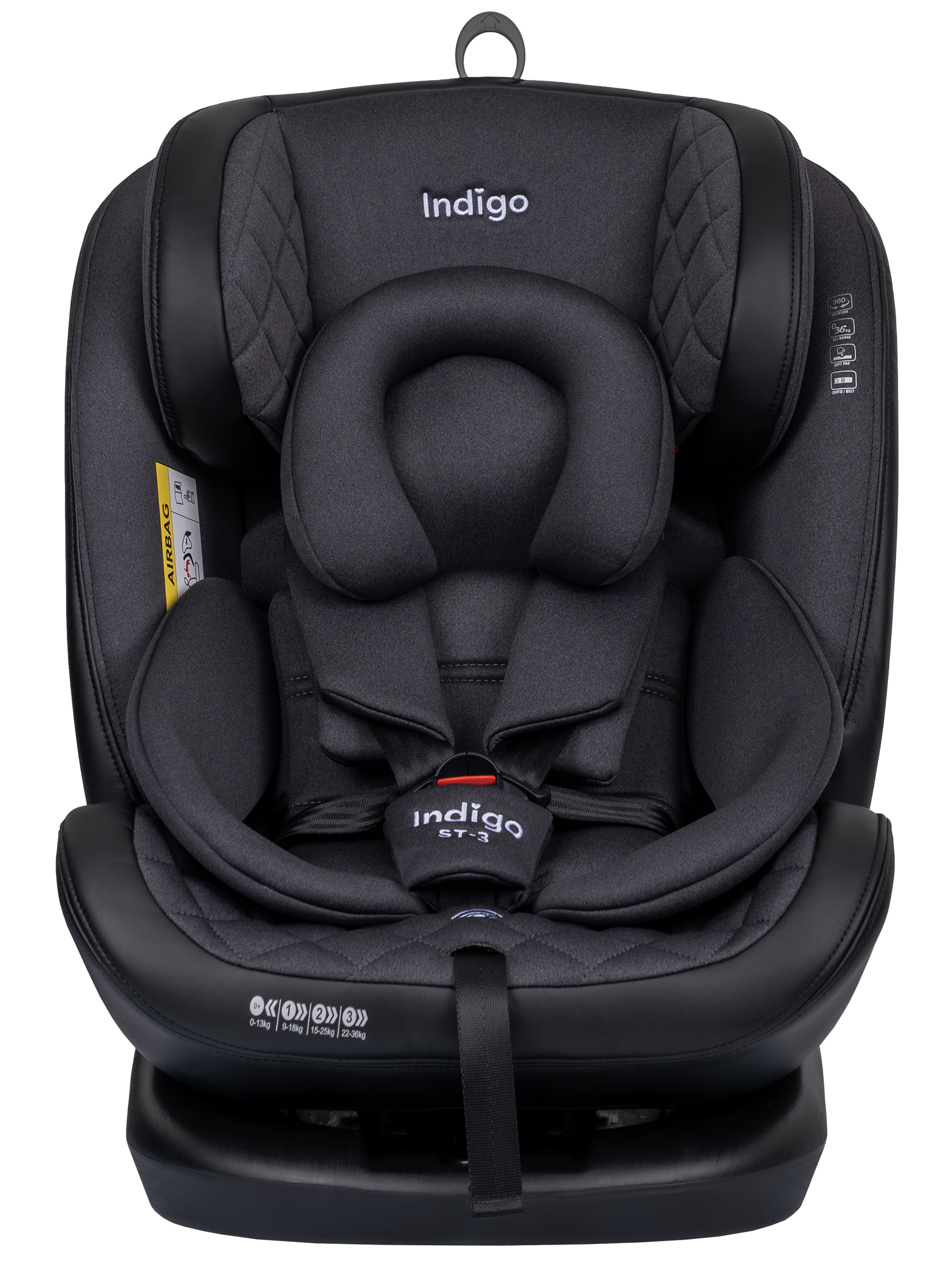 Автокресло Indigo Aero, черный Isofix 0+/1/2/3 (0-36 кг) - фото 3