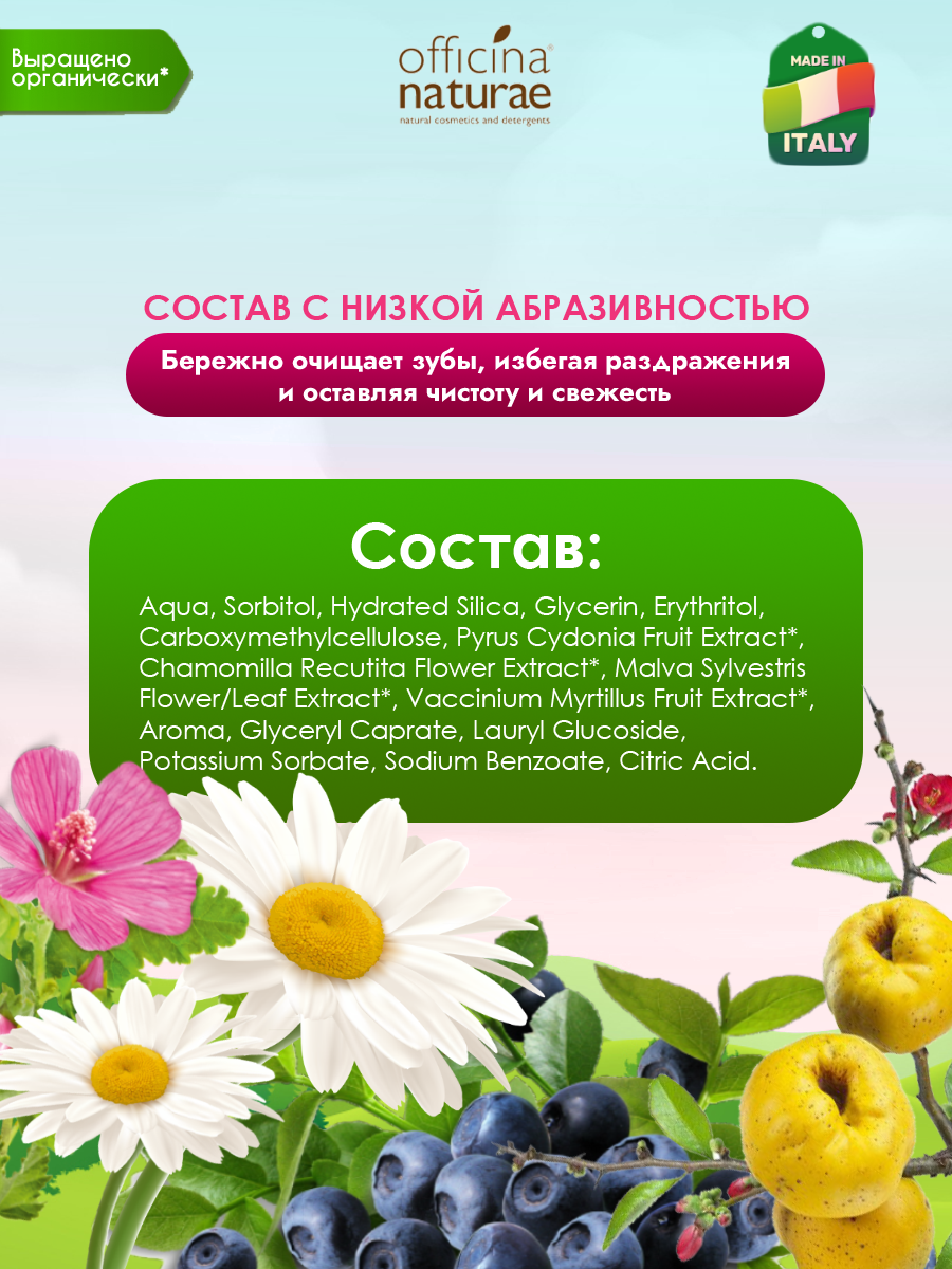 Зубной гель Officina Naturae без фтора Клубника - фото 4