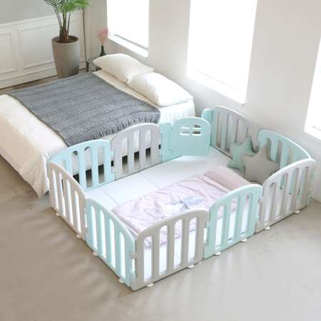 Детский манеж Ifam First Baby Room серый - голубой