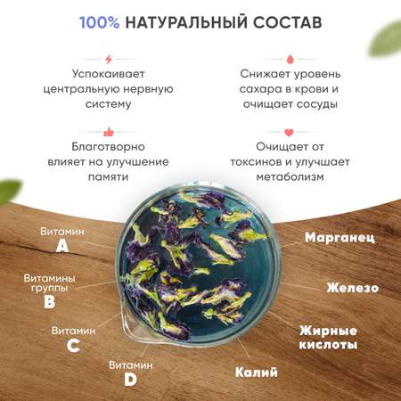 Синий тайский чай Анчан Nutco травяной листовой цветочный