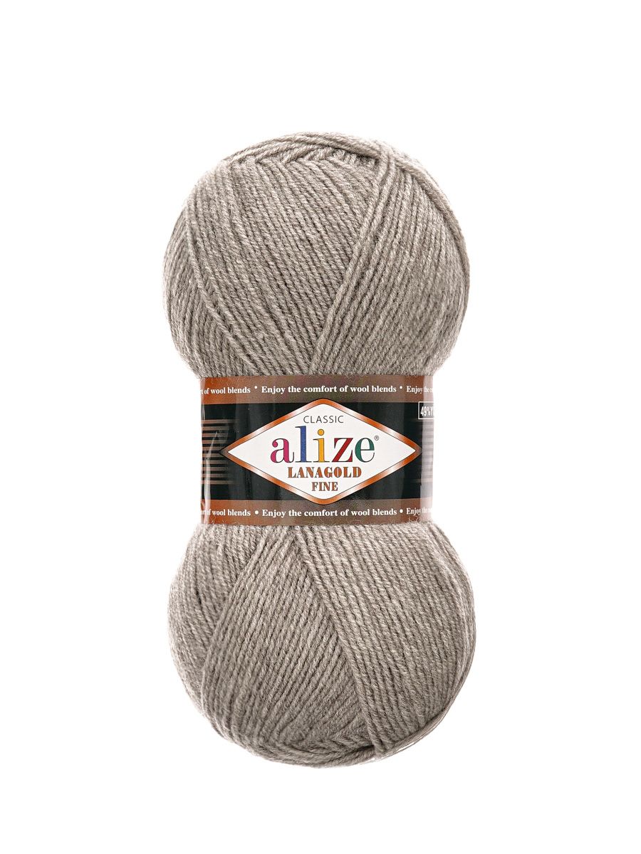 Пряжа Alize полушерстяная мягкая теплая Lanagold fine 100г 390м 5шт светло-коричневый меланж - фото 4
