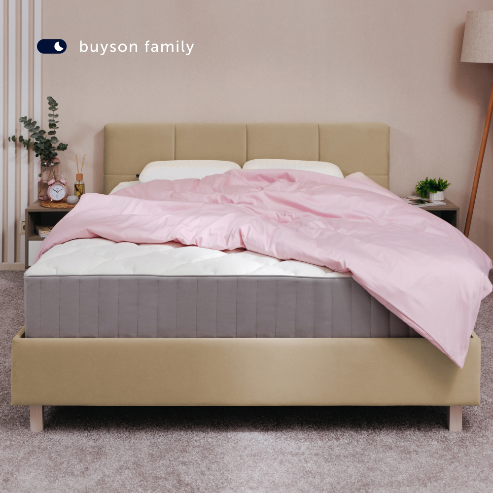 Двуспальная кровать buyson BuyGlory 200х140, бежевая, микровелюр - фото 11