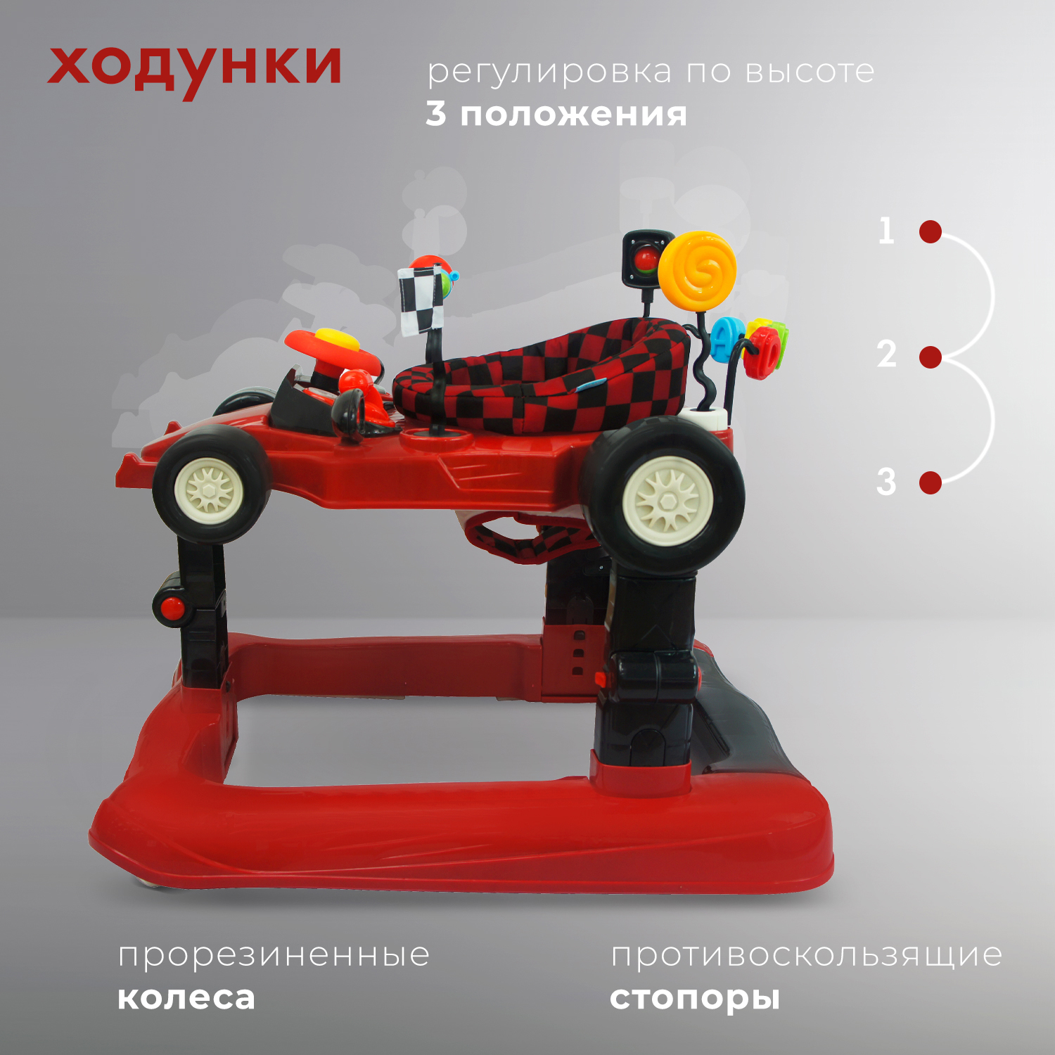 Ходунки Nuovita Vettura Красно-черный - фото 3