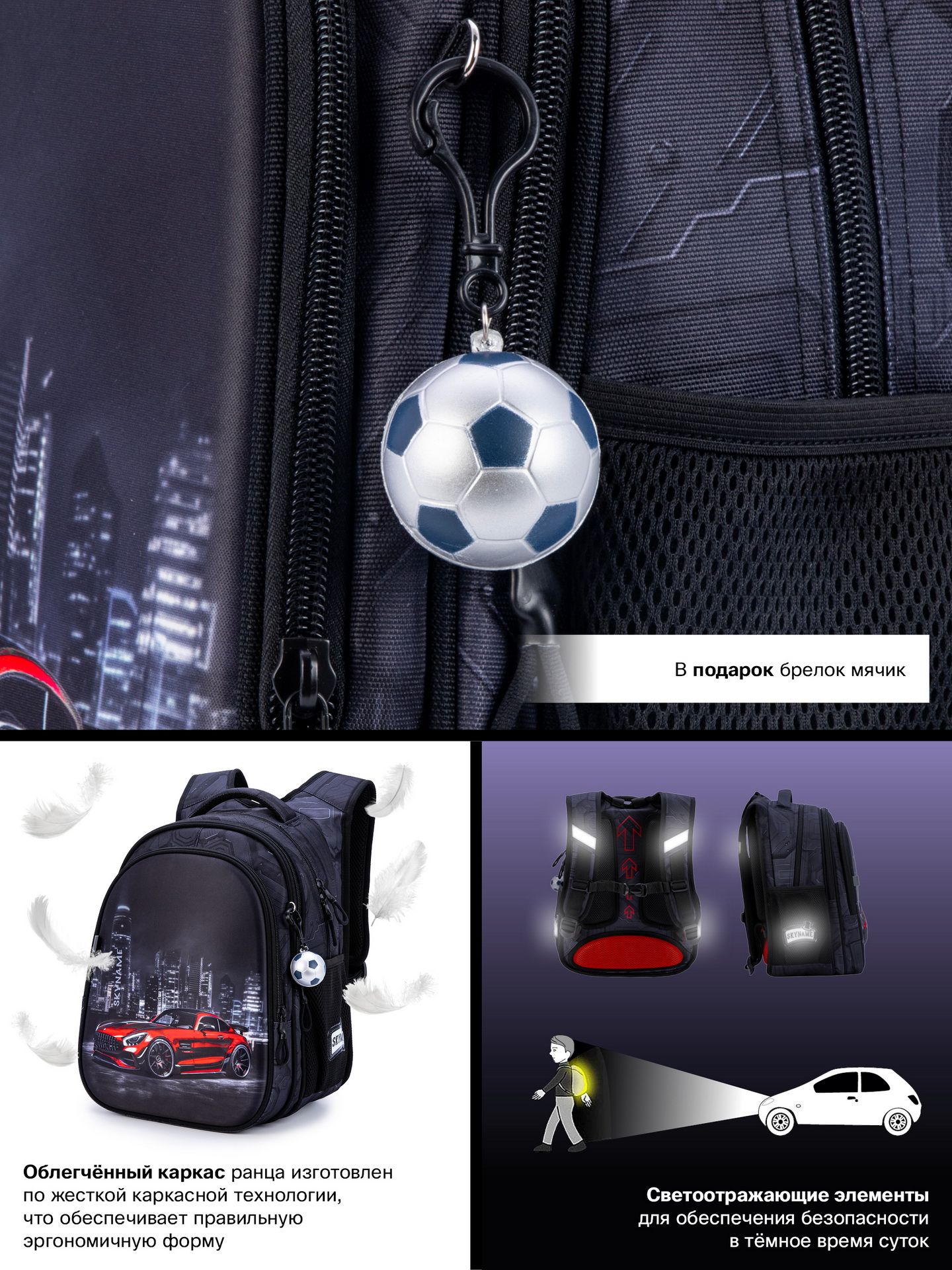 Рюкзак SkyName 1-4 класс, набор 4 в 1 - фото 16