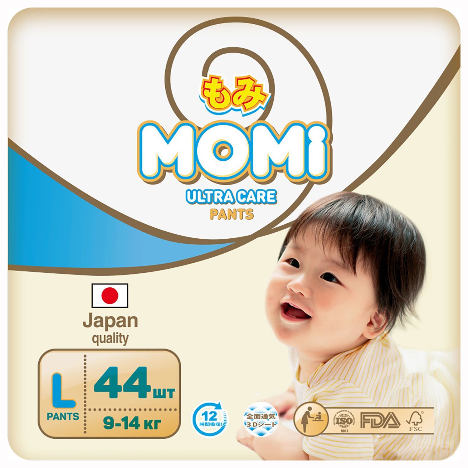 Трусики Momi Ultra Care L (9-14 кг) 44 шт. - фото 1