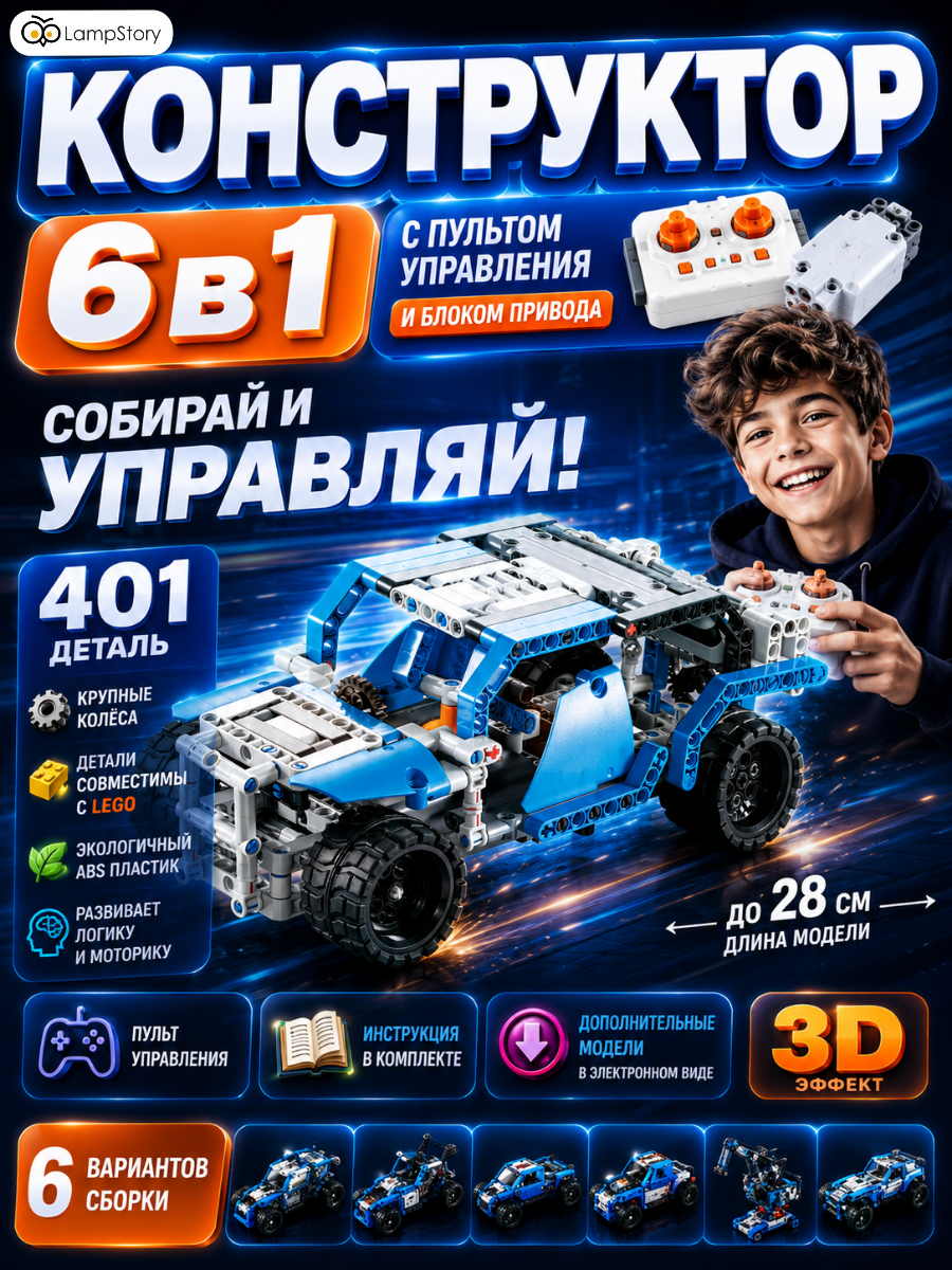 Конструктор LampStory Радиоуправляемый электронный 401 дет. - фото 1
