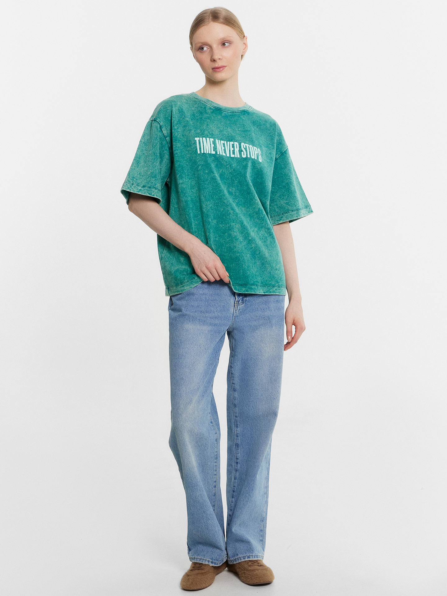 Футболка Mark Formelle 112961/ACID WASH бирюзовый зеленый +печать - фото 3