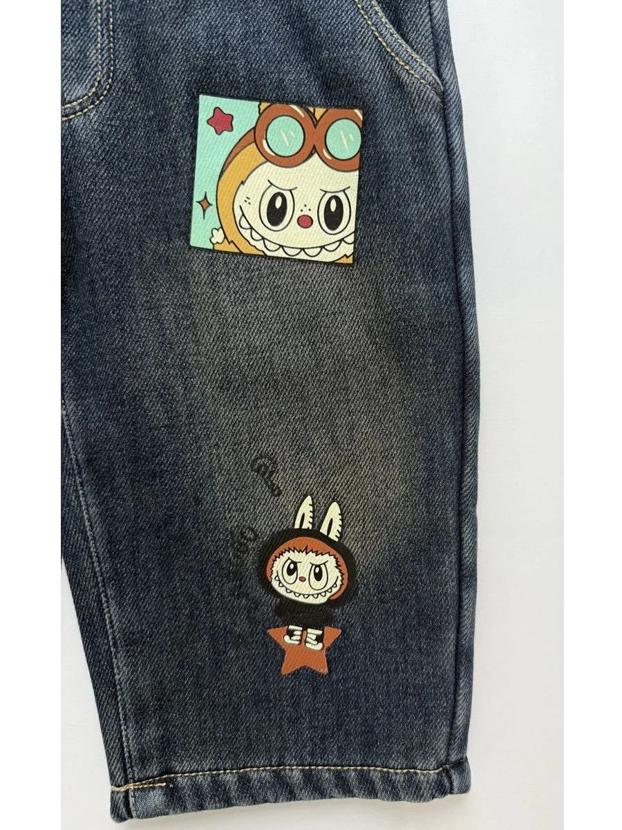 Полукомбинезон iUkoworld Джинсовый полукомбинезон на флисе детский - фото 4