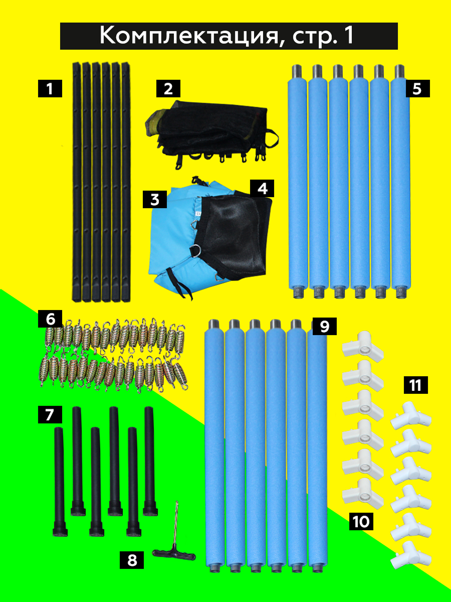 Батут U-TURN Детский / До 120 кг / Ø 157см / С сеткой / Голубой - фото 5