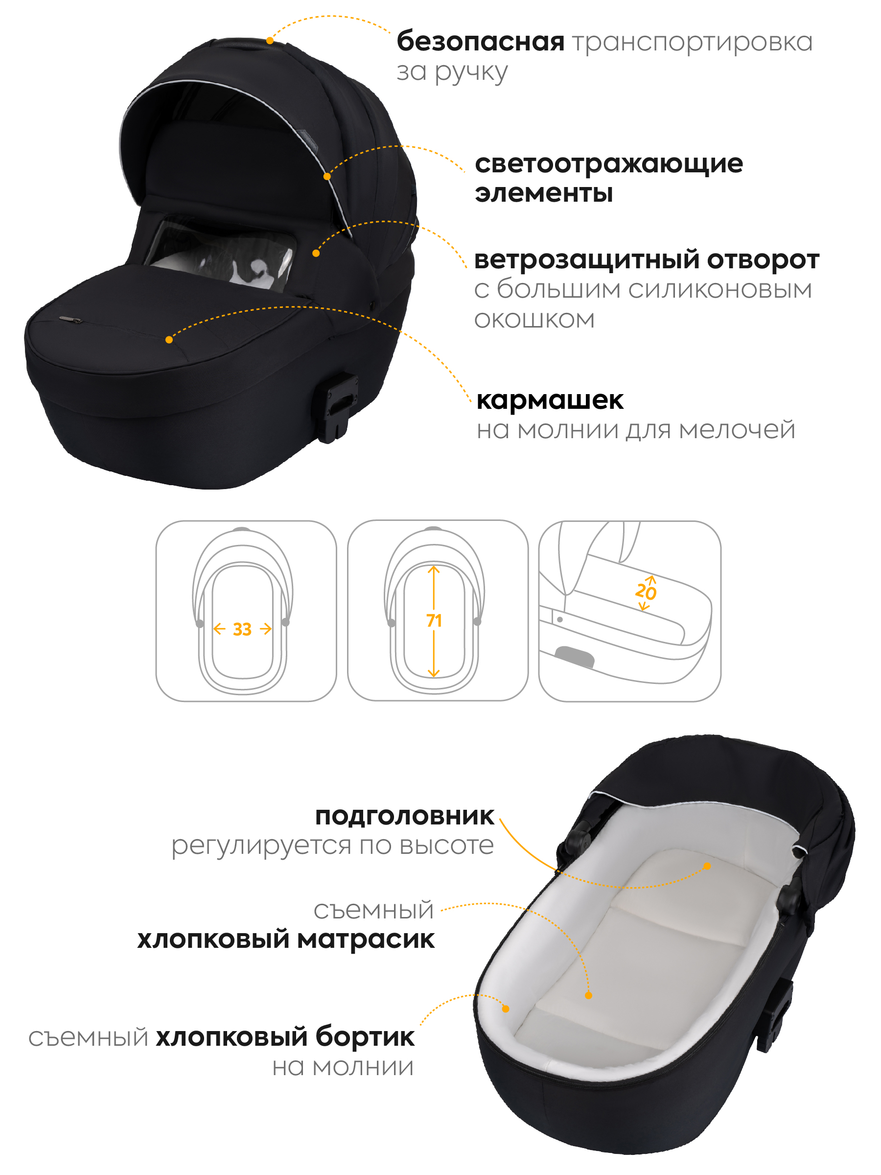 Коляска 3в1 JOVOLA Swift черный - фото 3