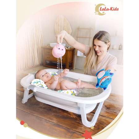 Складная ванночка для купания LaLa-Kids с термометром и матрасиком в комплекте