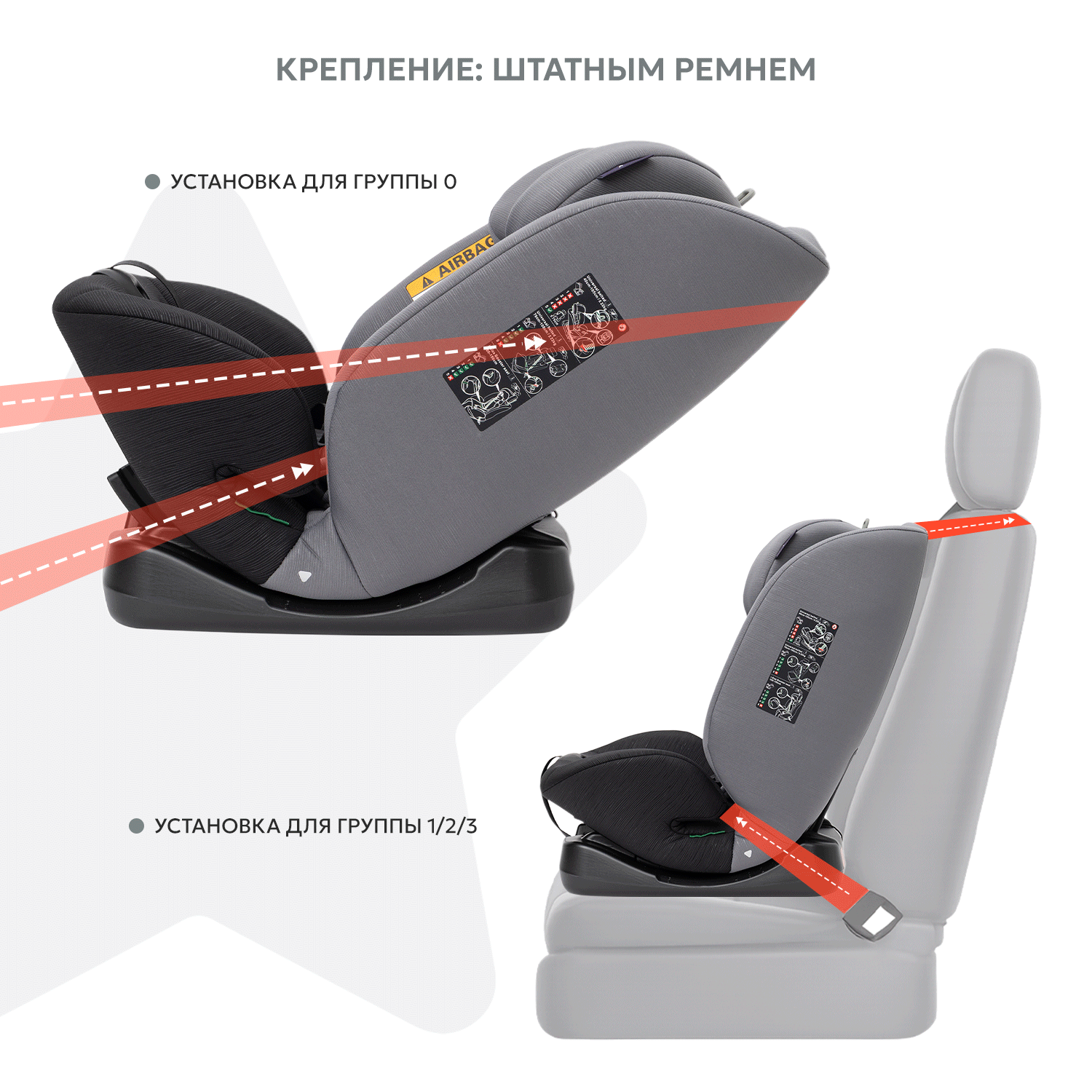 Автокресло BabyGo 4-Stage 0+/1/2/3 (0-36 кг) серый - фото 5