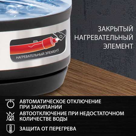 Чайник Sonnen KT-201 1.7л стекло подсветка черный
