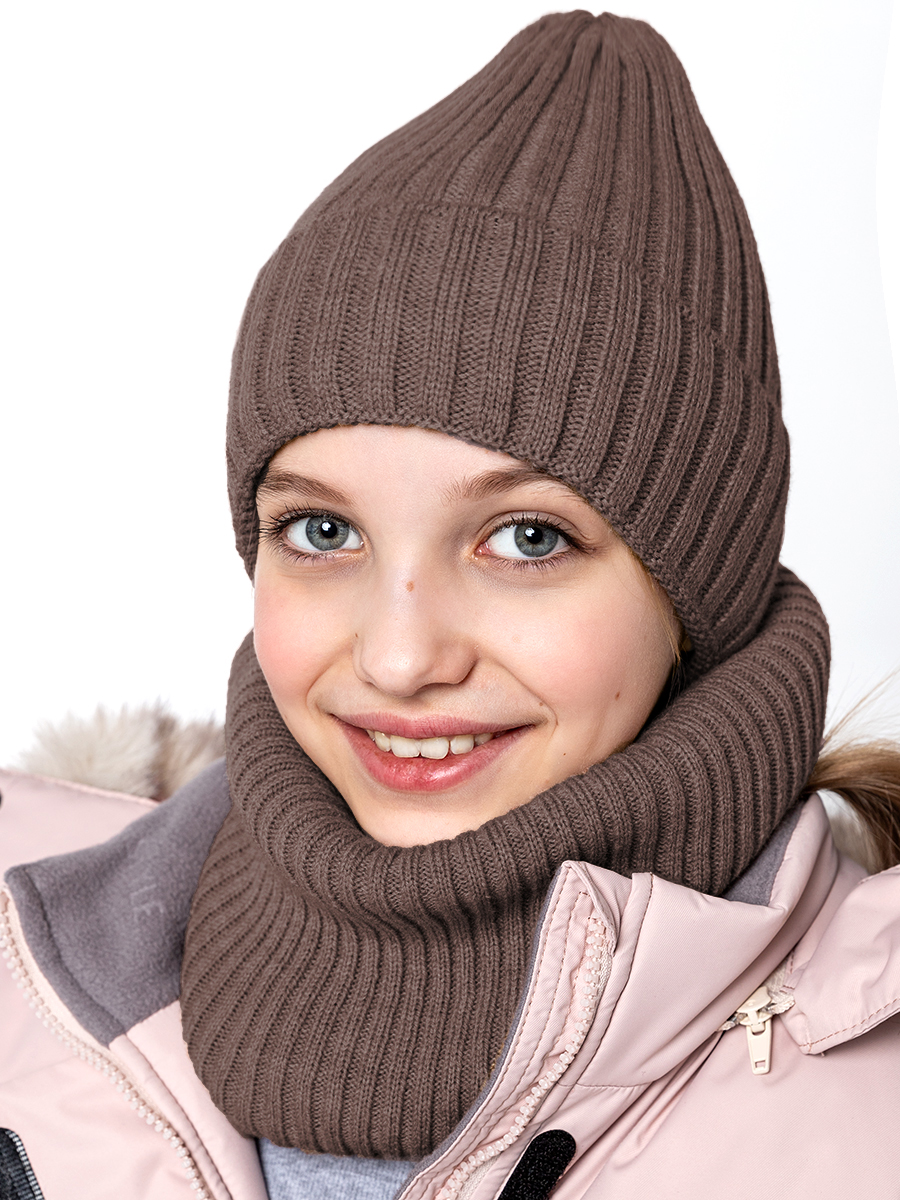 Шапка и снуд NIKASTYLE 12з16424мп кофе - фото 1