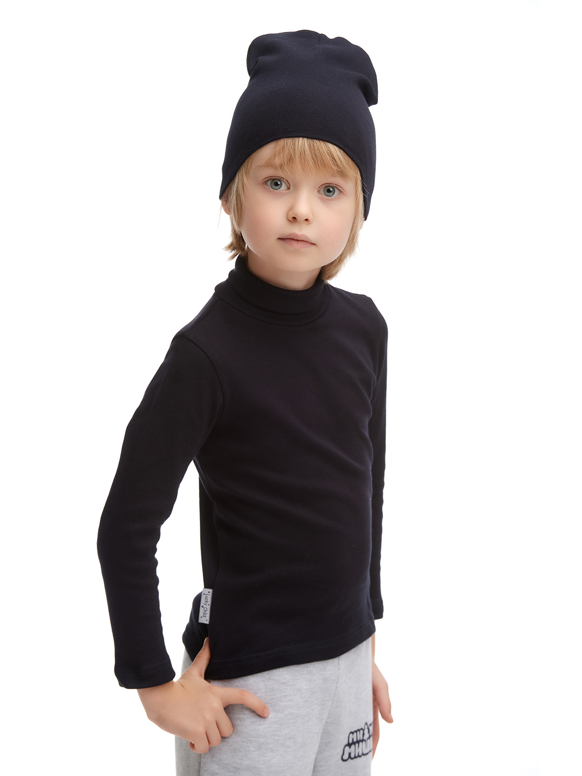 Водолазка и шапка Lucky Child 102-11/2/0-2/тёмно-синий - фото 1