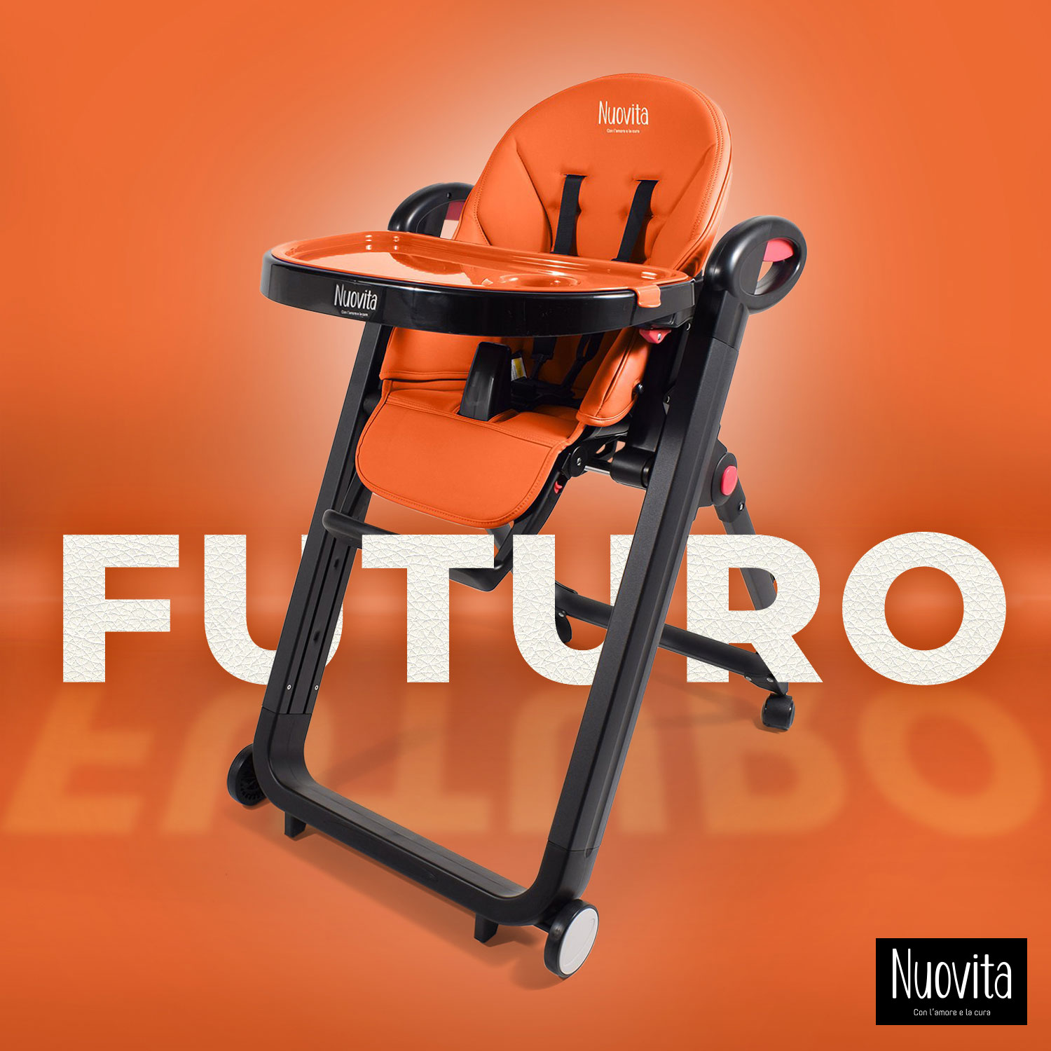 Стульчик для кормления Nuovita Futuro Nero Arancione классический - фото 2