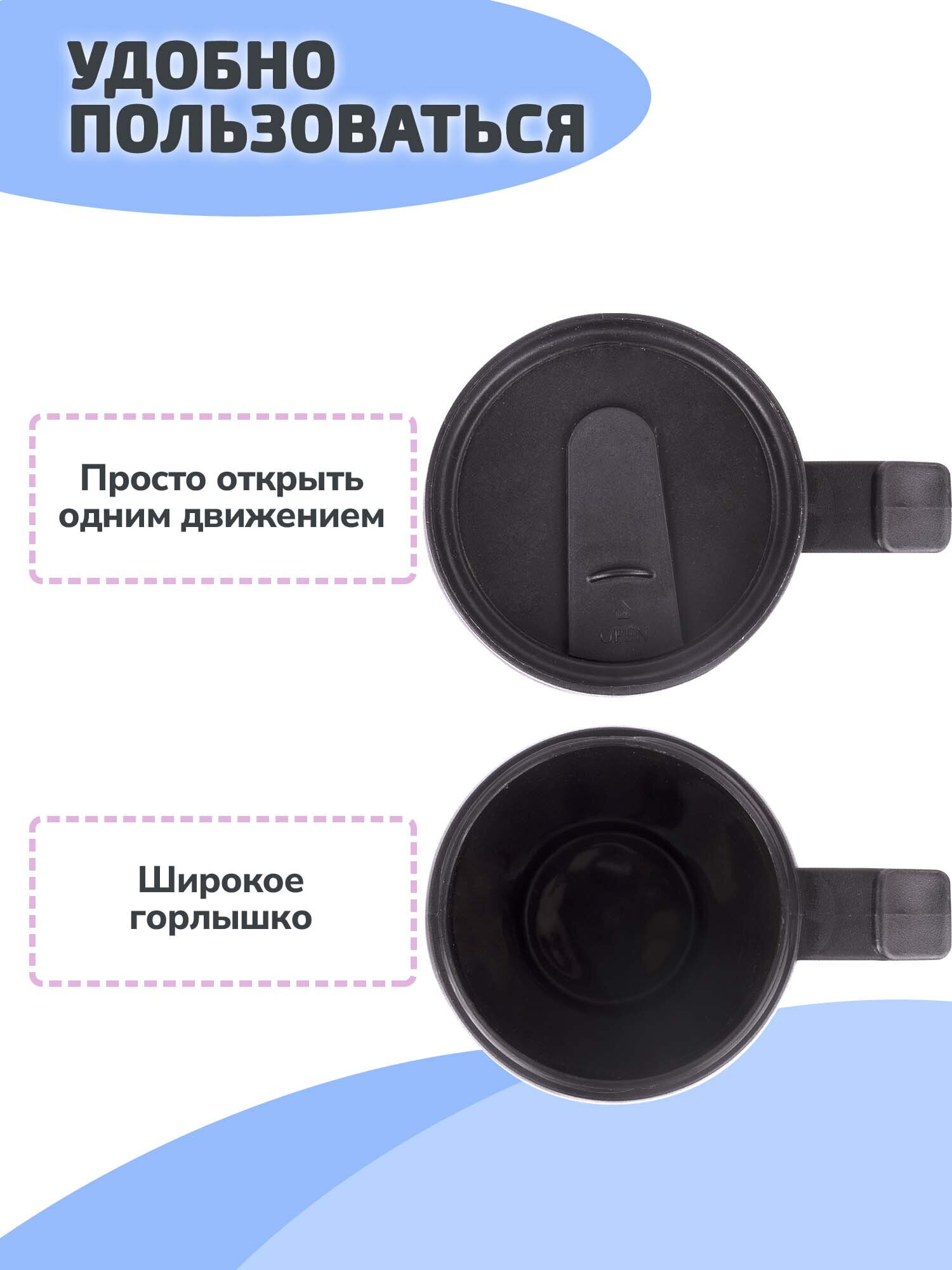 Термокружка Лайма 400 мл нержавеющая сталь красная - фото 3