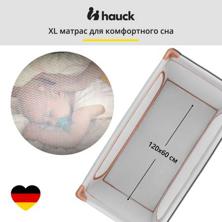 Кроватка-манеж Hauck Dream N Play Plus Dusty Cork складная с матрасом 120х60 см и боковым лазом