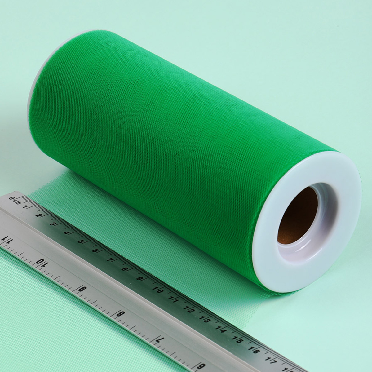 Фатин в шпульках TBY средней жесткости ширина 150 мм уп.22.86м ярко-зеленый - фото 3