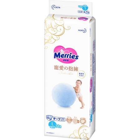 Подгузники Merries L (9-14 кг) 34 шт.