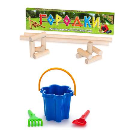 Набор игр ТЕБЕ ИГРУШКА Городки 49 см + Цветок 3 в 1