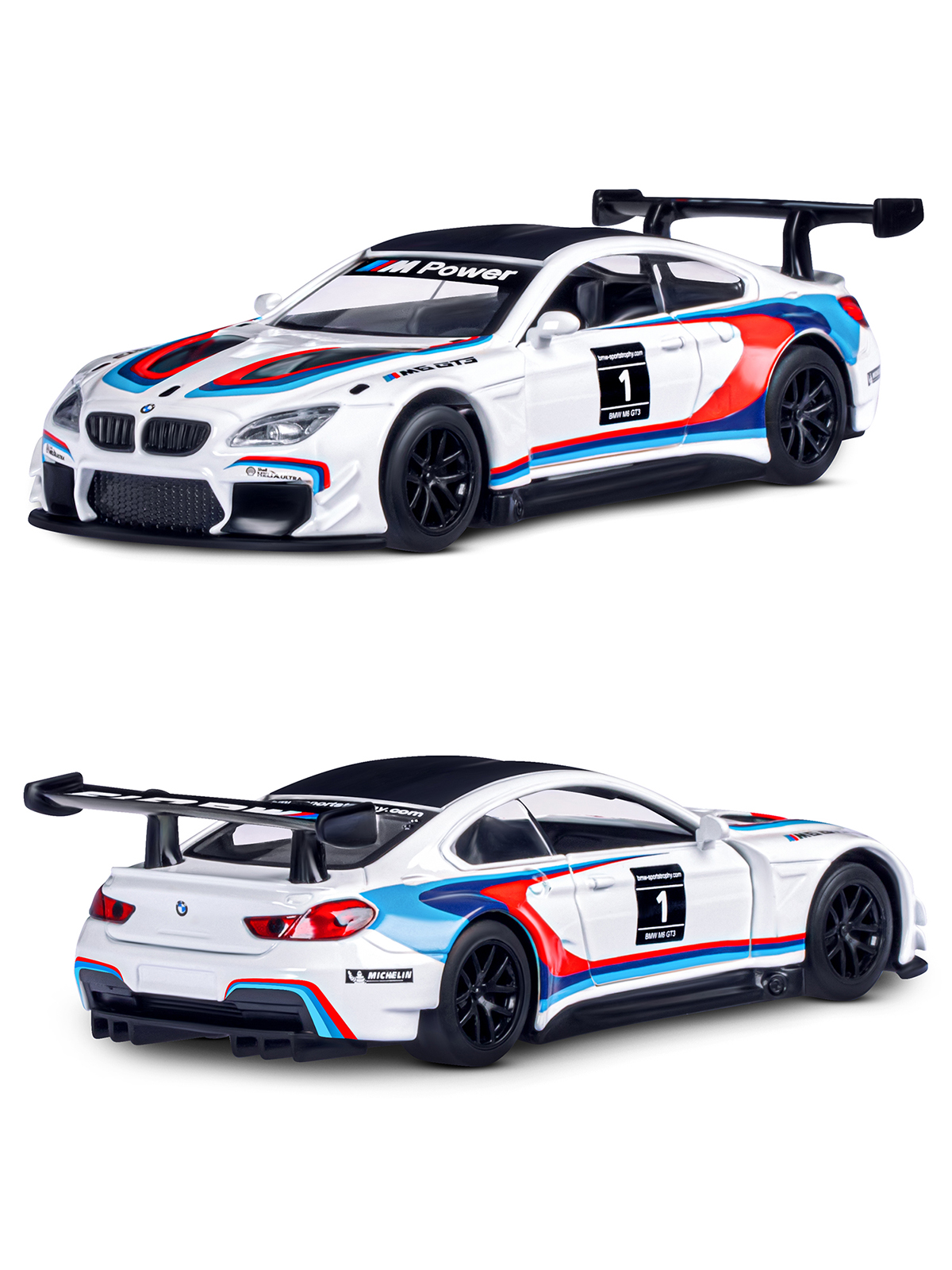 Автомобиль АВТОпанорама BMW M6 1:44 белый JB1251213 - фото 6
