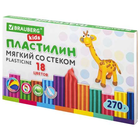 Пластилин Brauberg восковой 18 цв.