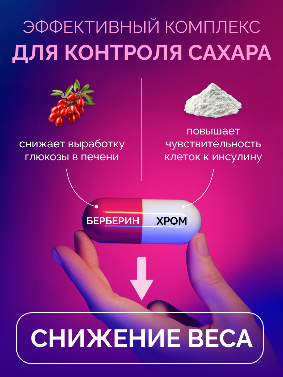 БАД MedCraft Берберин с хромом для снижения веса, 60 капс. - фото 4