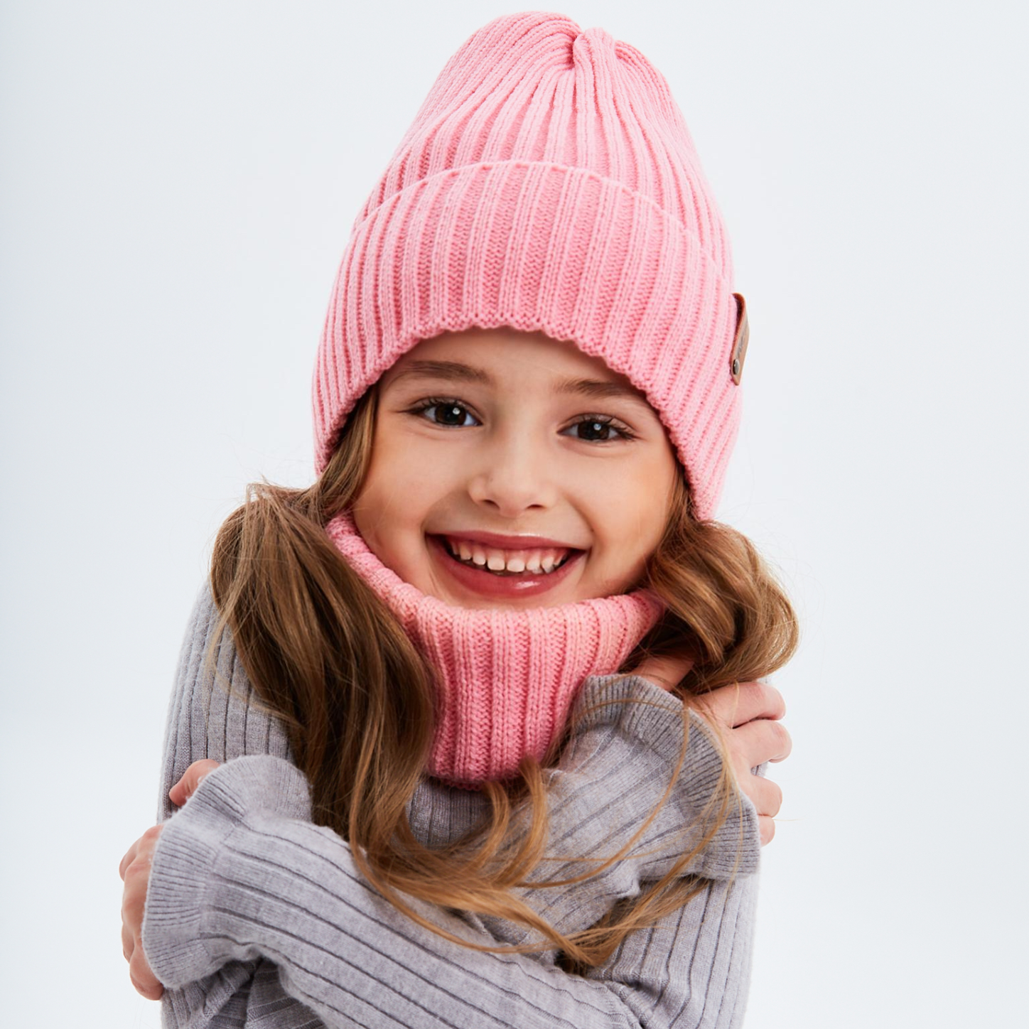 Шапка и снуд KUBRIO KU-H-104-GplainW-Dpink - фото 6