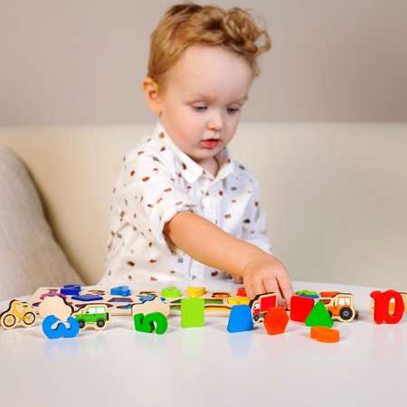 Пазл Alatoys Пазлы ЦИФРЫ И ФИГУРЫ 31 деталь деревянный