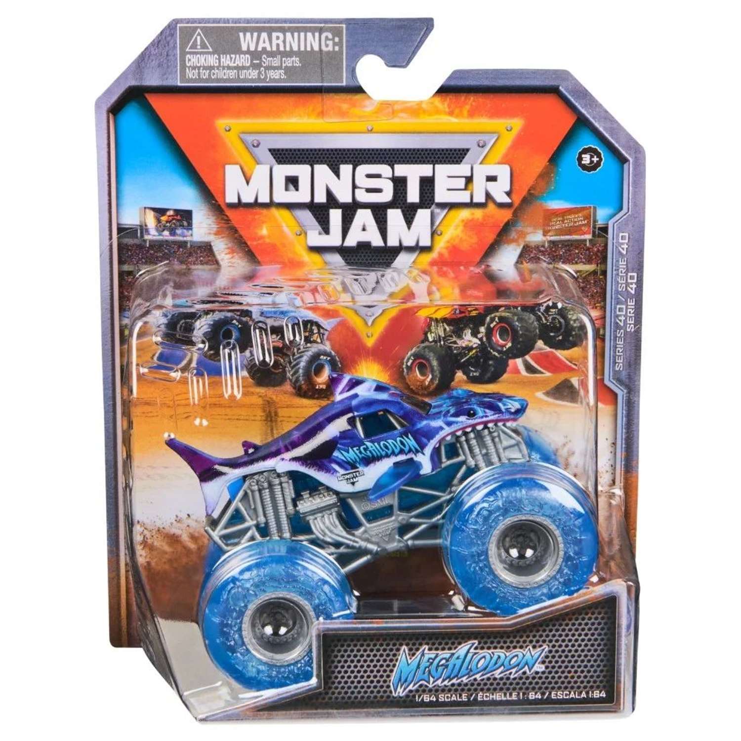 Монстр-трак Monster Jam 1:64 Megalodon 1:64 голубой 6044941 - фото 4