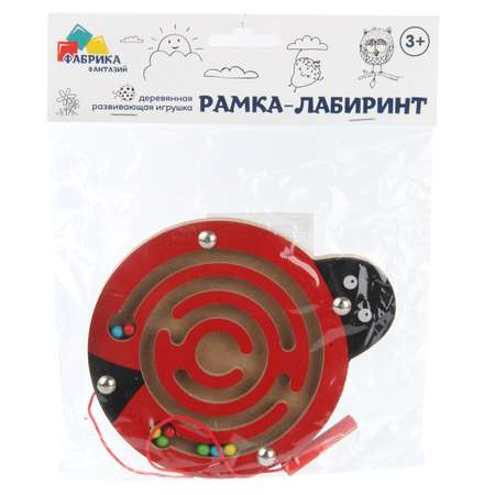 Развивающая игрушка Фабрика Фантазий деревянная Рамка-лабиринт Божья коровка