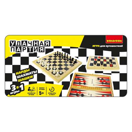Настольная игра Bondibon 5+ Шахматы, шашки, нарды