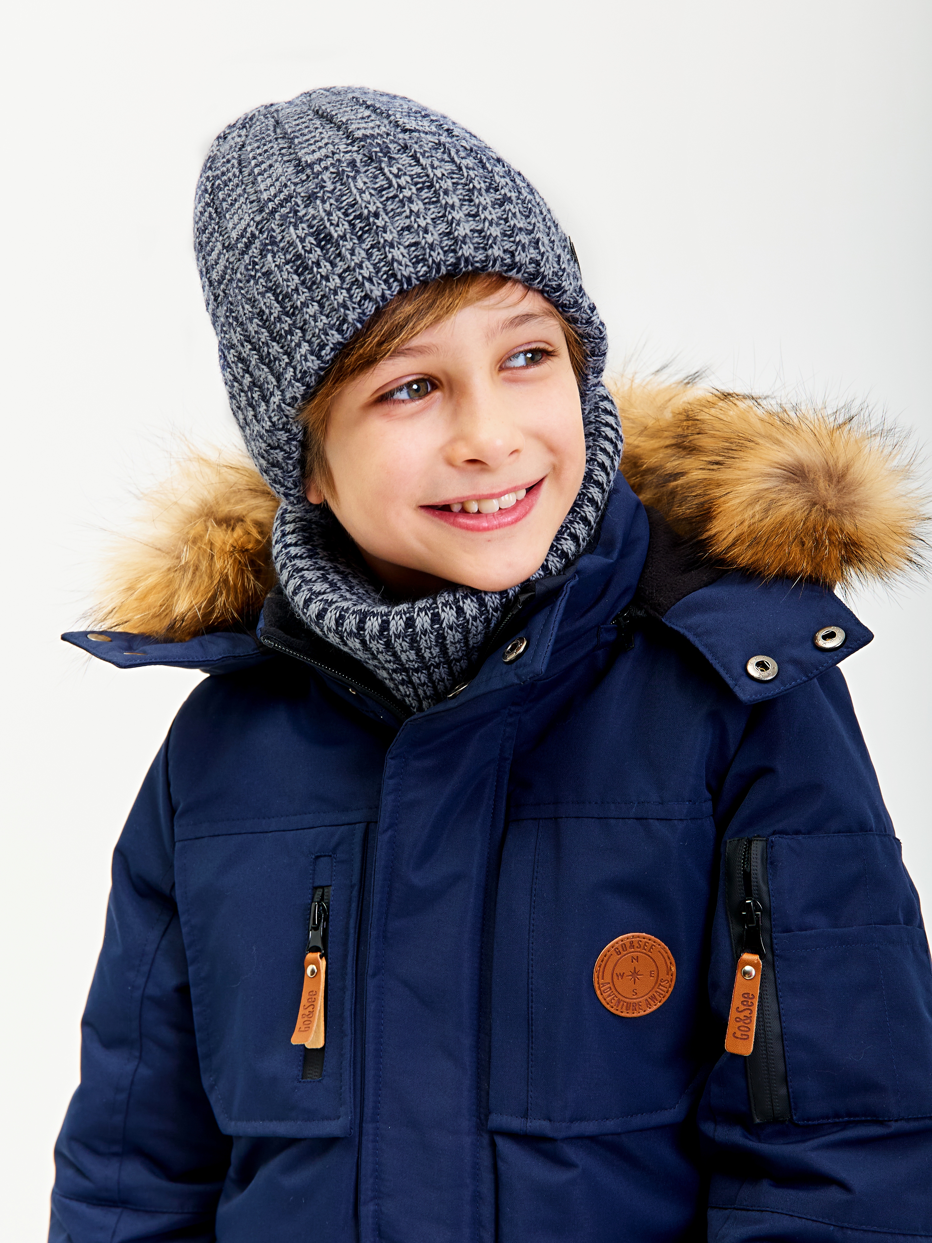 Шапка и снуд KUBRIO KU-H-107-WIN-BICOLOR-Dblue-grey - фото 7