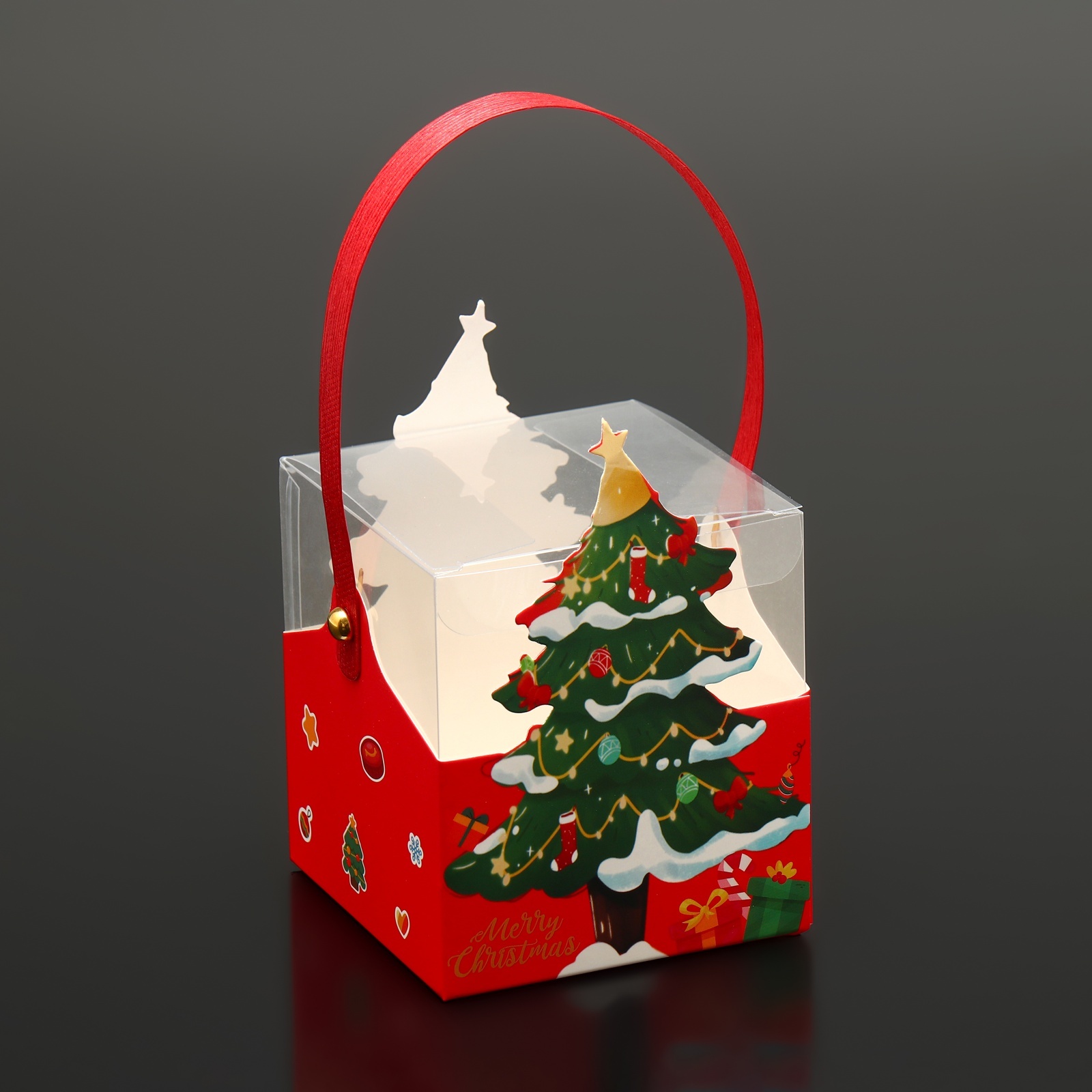 Складная коробка из PVС с ручками UPAK LAND "Заснеженная Ёлка", 9 х 9 х 9,5 см - фото 2