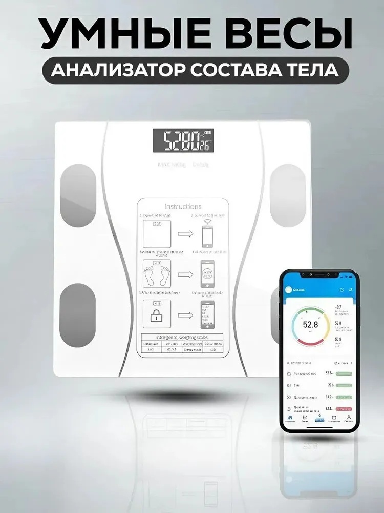 Весы напольные электронные CASTLELADY умные весы диагностические до 180 кг - фото 1
