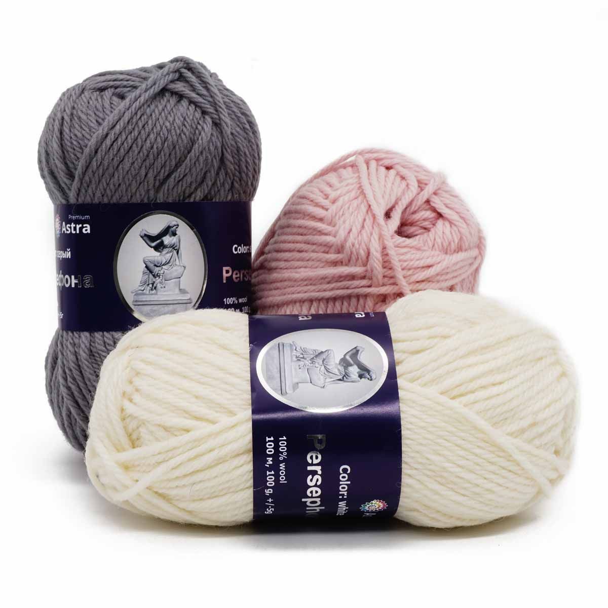 Пряжа Astra Premium Персефона шерстяная 100 г 100 м 01 белый 3 мотка - фото 12