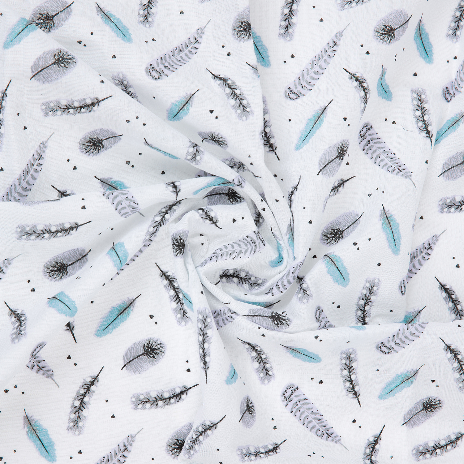 Пелёнка inlovery Буквы/перышки муслин 130x90 см 2 шт. - фото 15