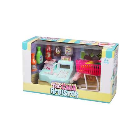 Игровой набор Наша Игрушка продукты, прилавок, касса, тележки и корзинки
