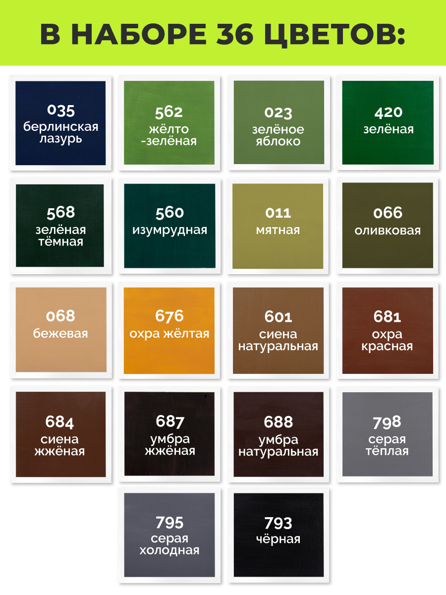 Краски акриловые Малевичъ 36 цв. - фото 3