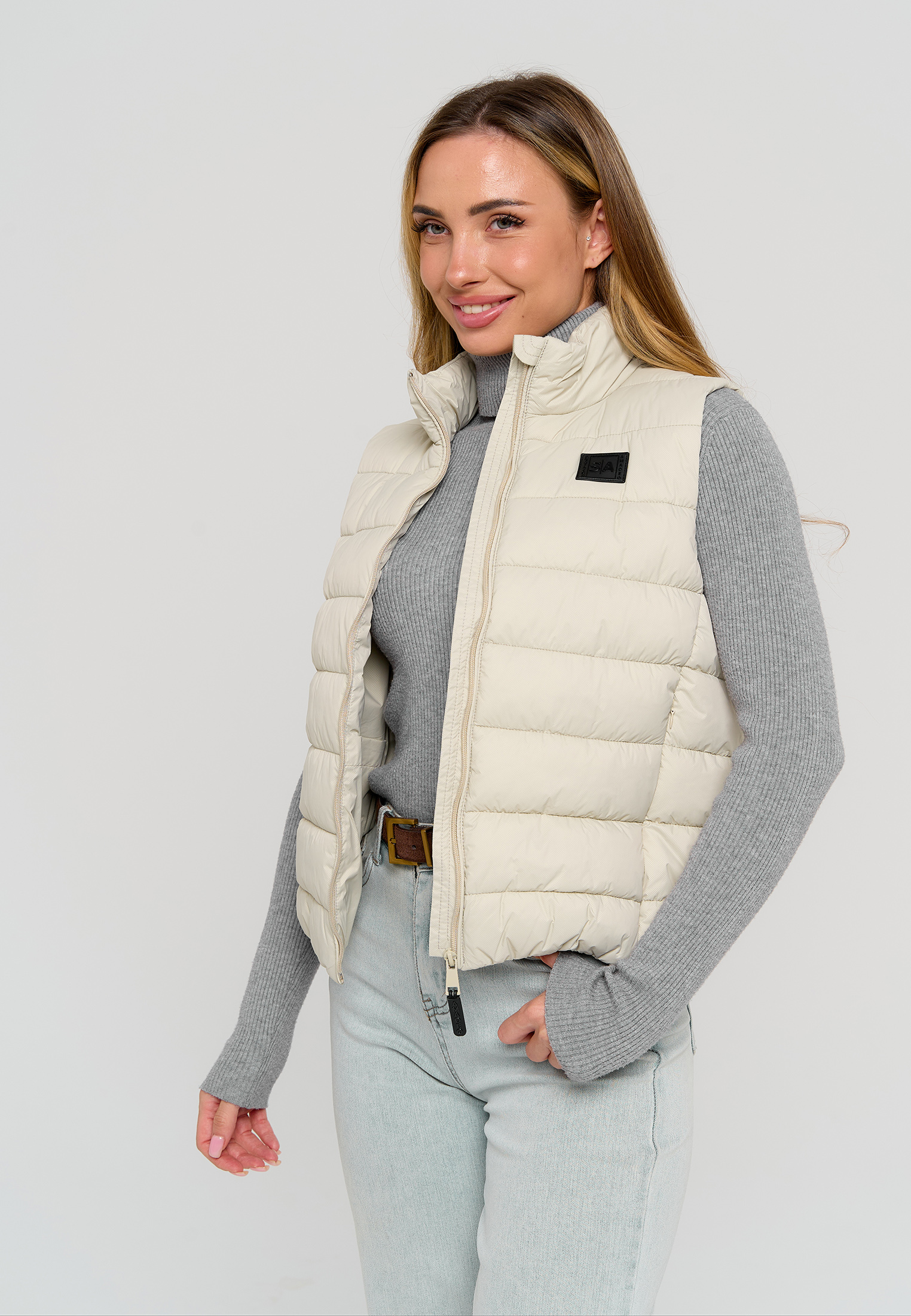 Жилет Stylish AMADEO AV-8508-бежевый - фото 4