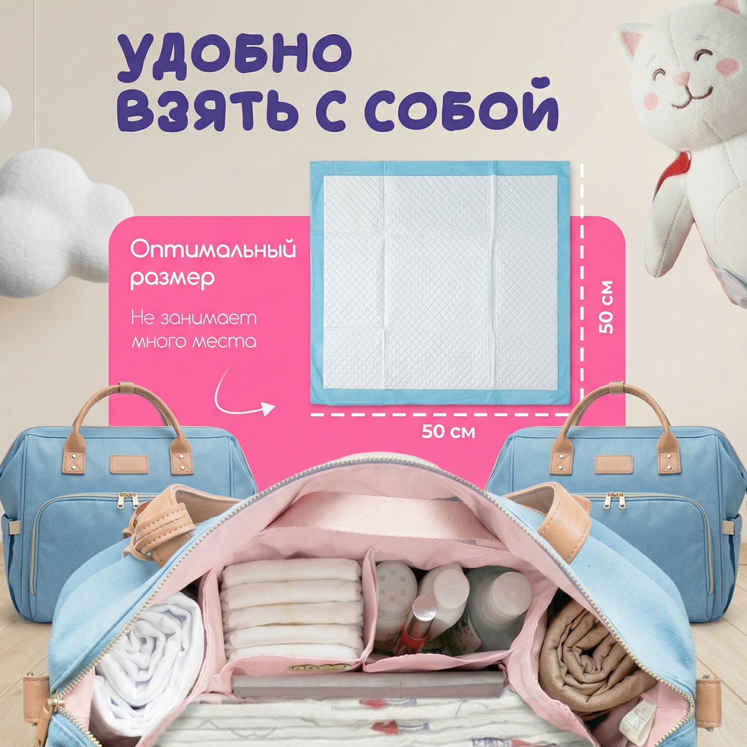 Пелёнки одноразовые YokoSun 50х50 см 20 шт. - фото 6