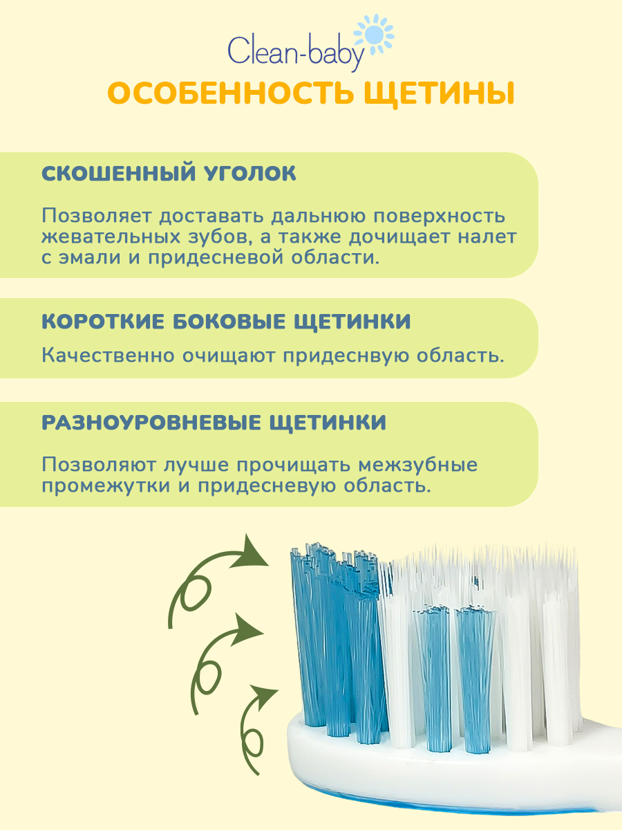 Зубная щетка классическая Clean-baby от 3 лет 2 шт. - фото 2