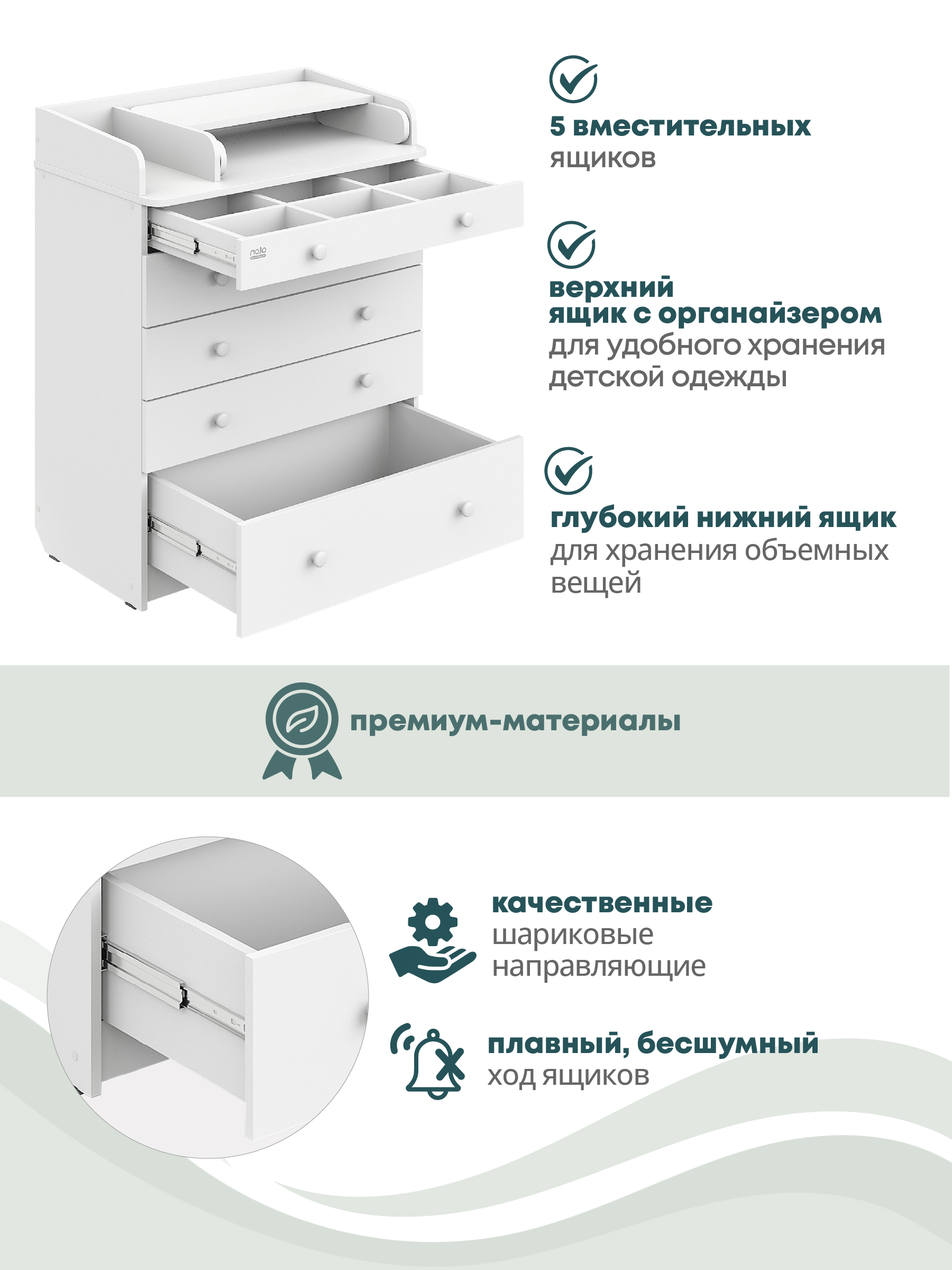 Комод пеленальный Aton Maks белая аляска белый - фото 4