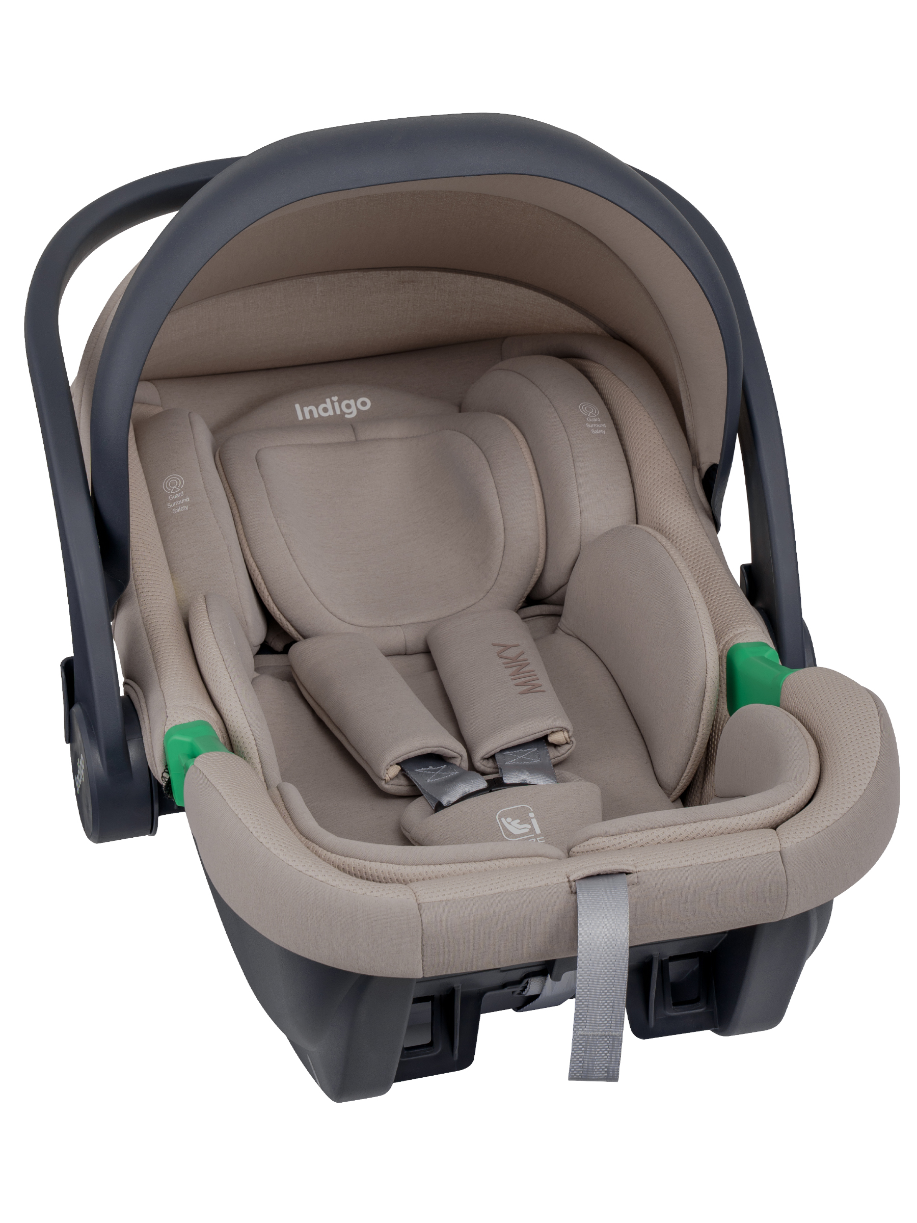 Автокресло Indigo Minky, с базой и опорной ногой 0 (0 -13 кг) бежевый - фото 23