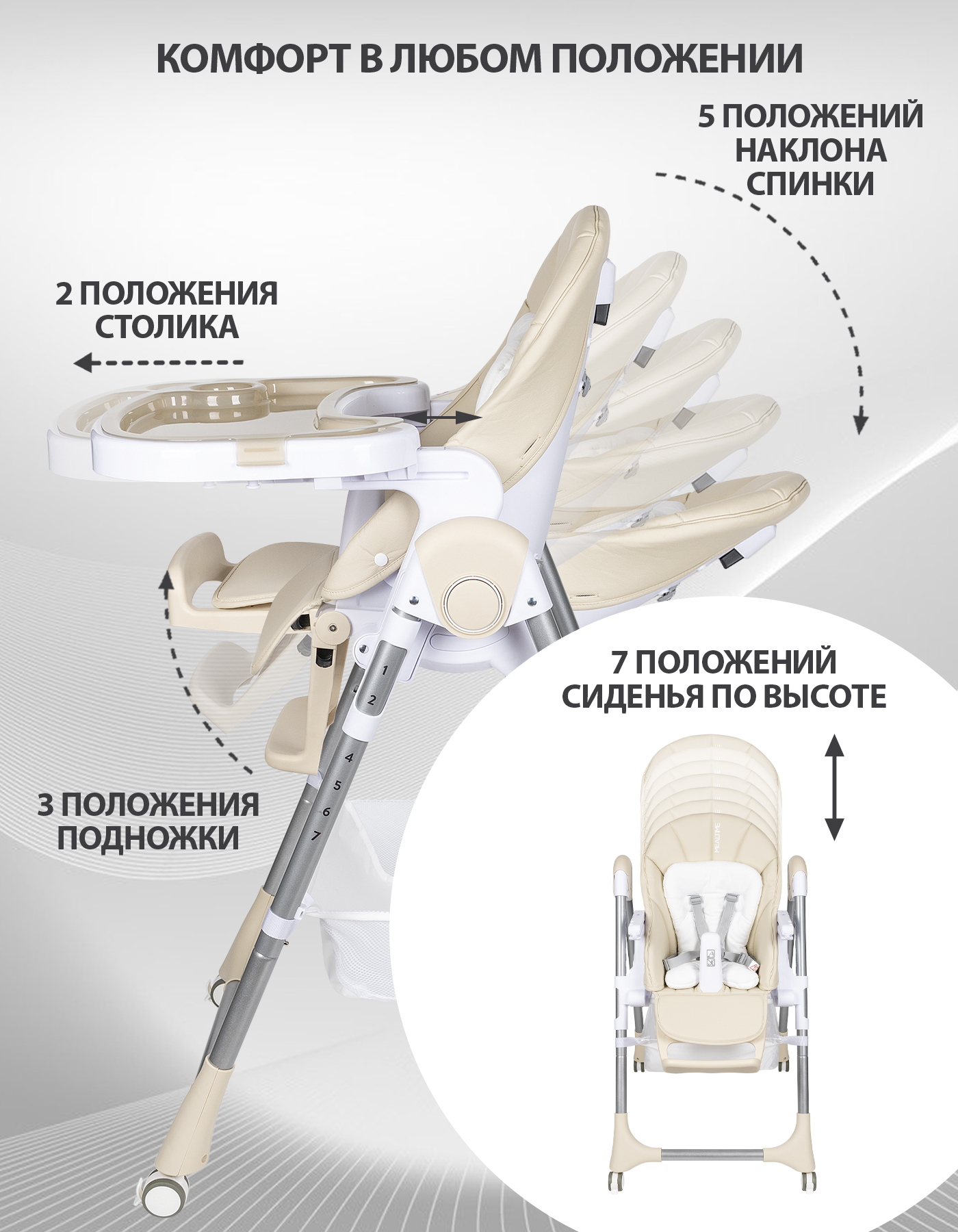 Стульчик для кормления Sevillababy Mealtime бежевый - фото 4