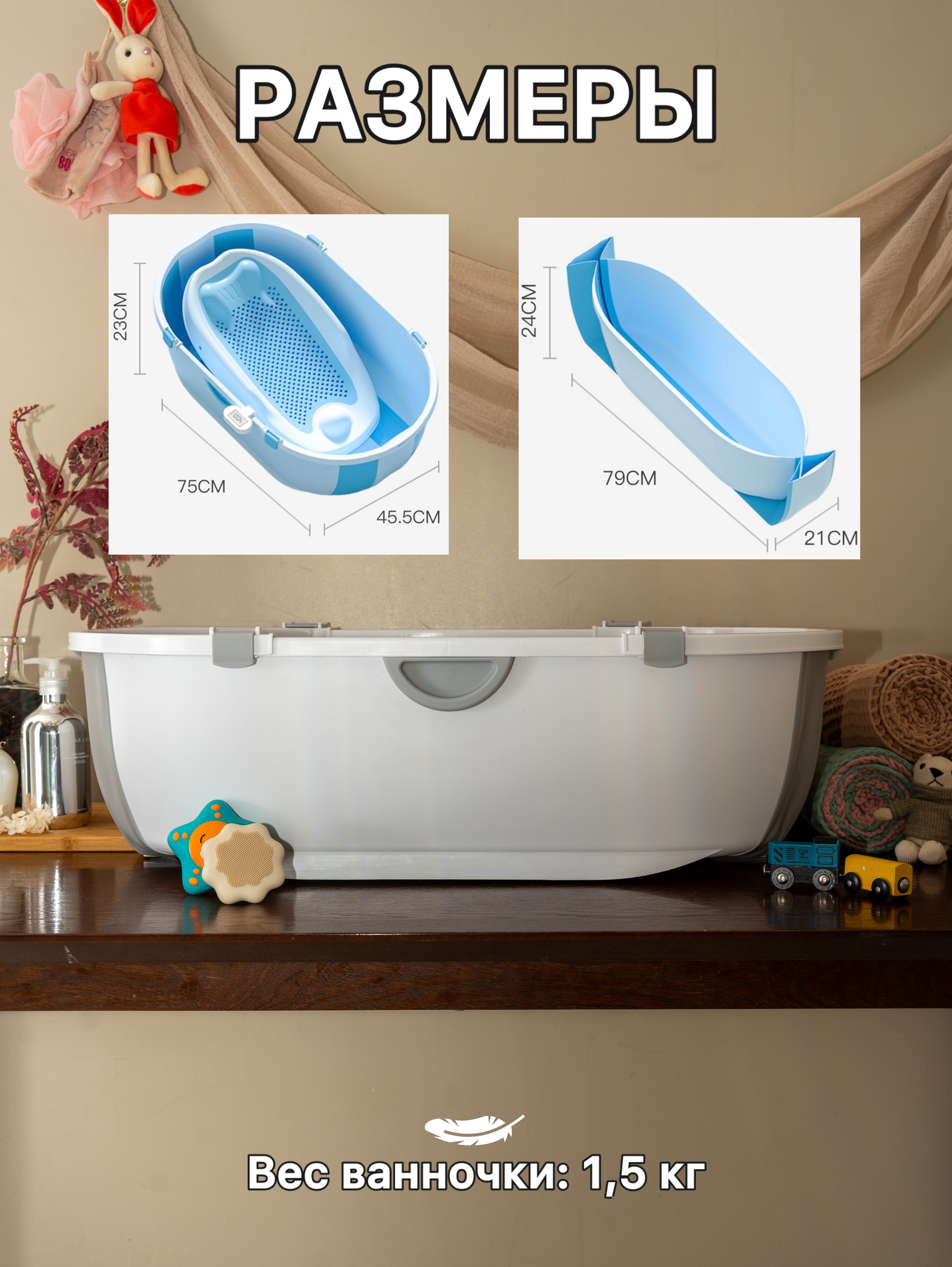 Ванночка NORVE складная серый - фото 7