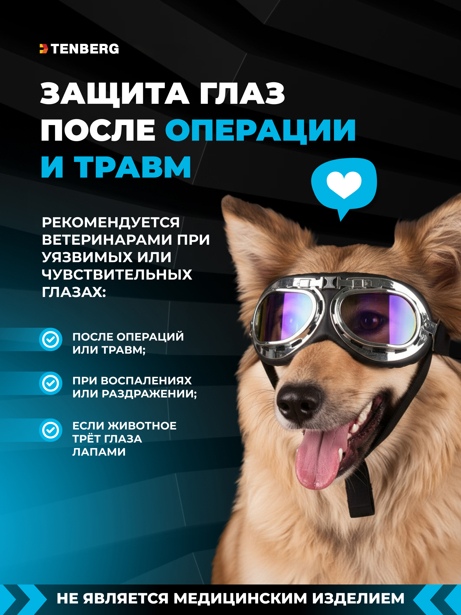 Солнцезащитные очки для собак TENBERG Barkley UV Silver - фото 11